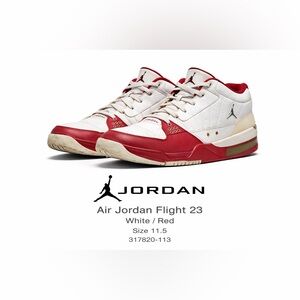 Air Jordan Flight 23 White Red Basketball Sneakers Mens 11.5 317820-113